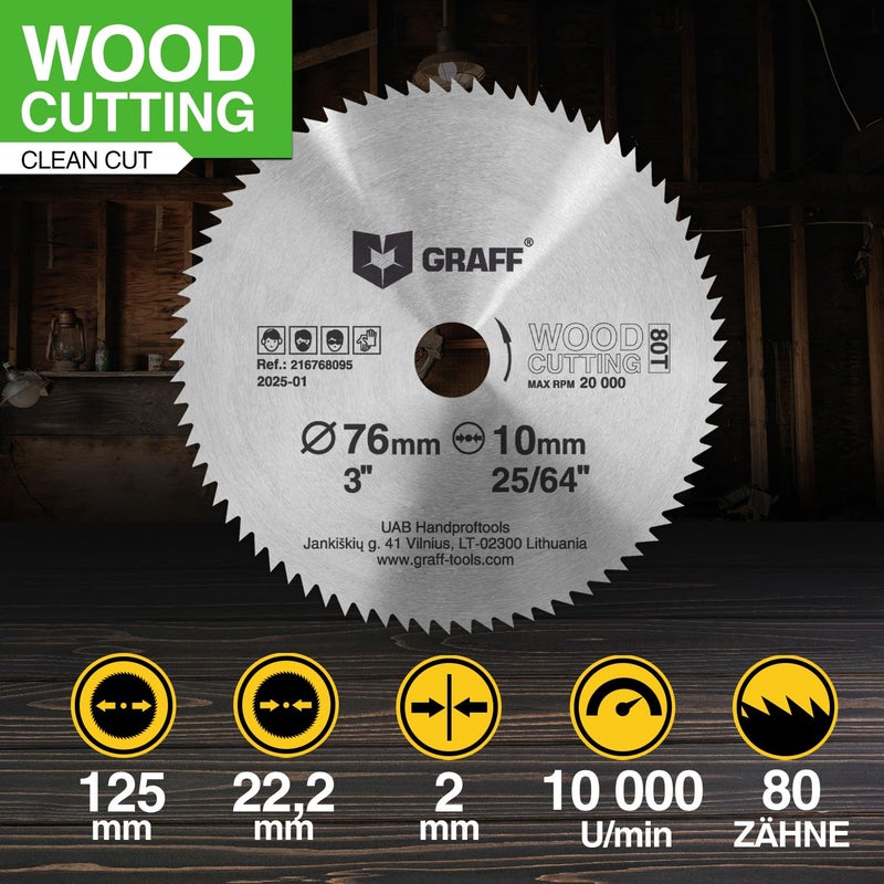 GRAFF 3 Inch Circular Saw Blade for Wood, Plywood, Laminate, Drywall, Plastic – 80T Wood Cutting Circular Saw Blade with 3/8 Inch Arbor from - Image 2